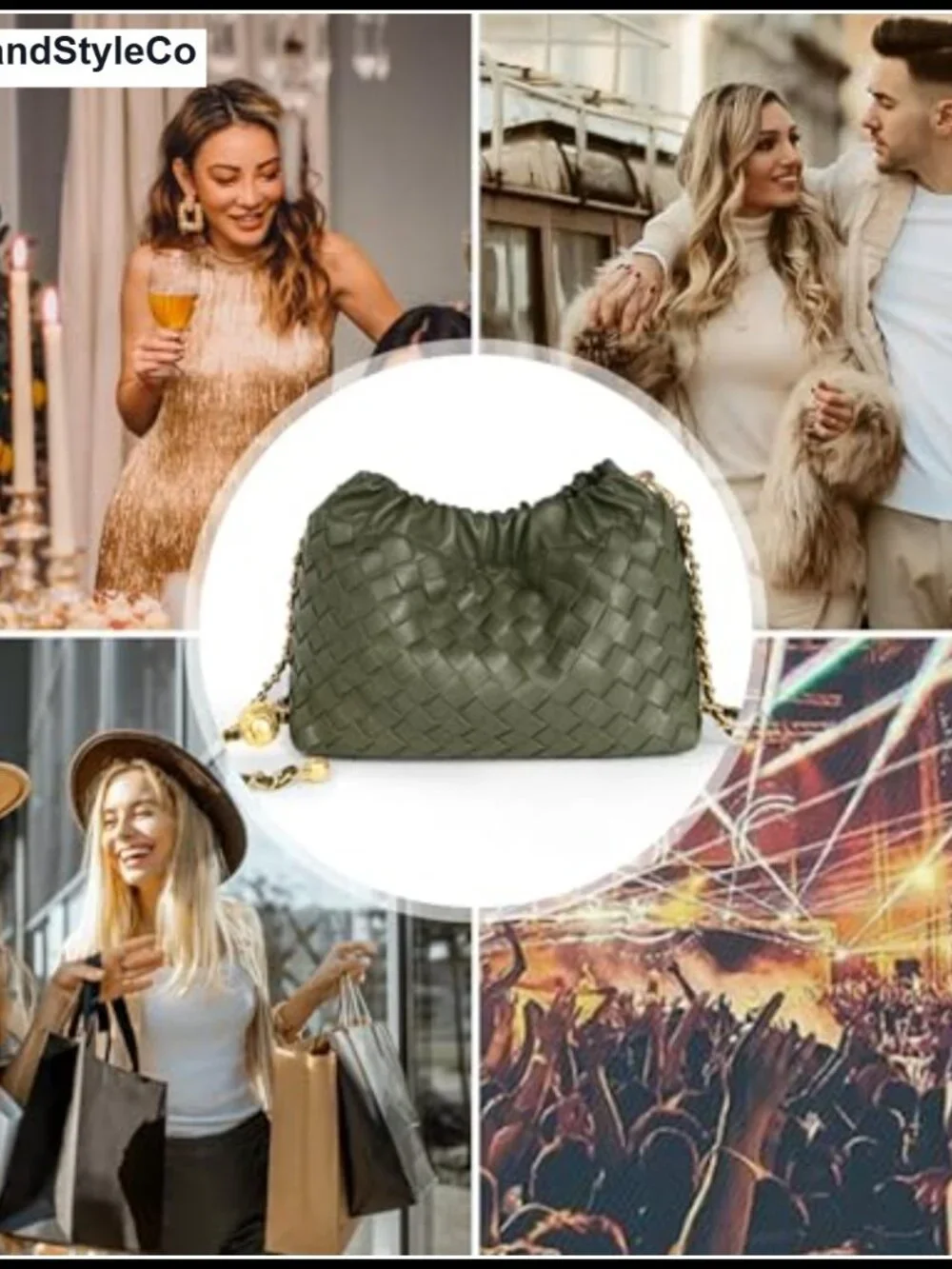 Faux Leather Woven Hobo Bag & Crossbody Purse with Ruched Design